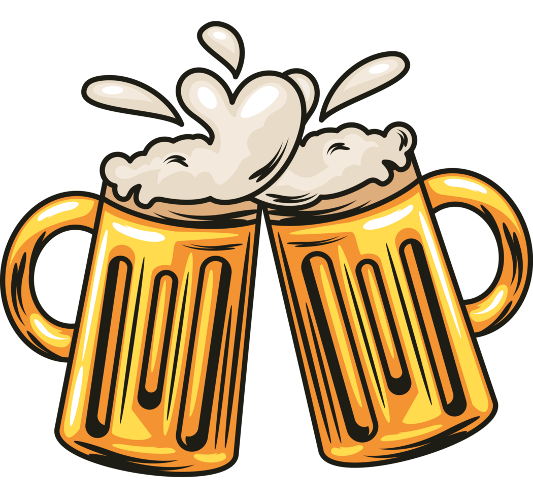 two glasses of beer toasting png