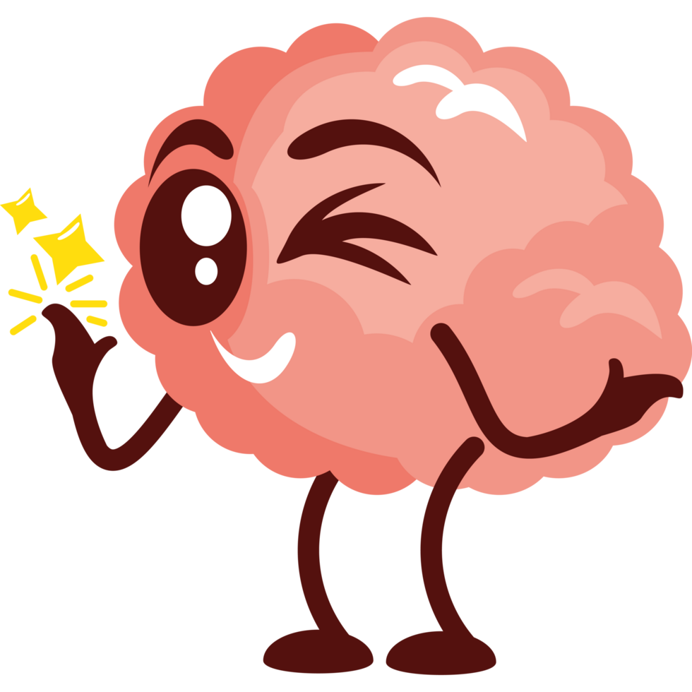 cartoon winking brain png