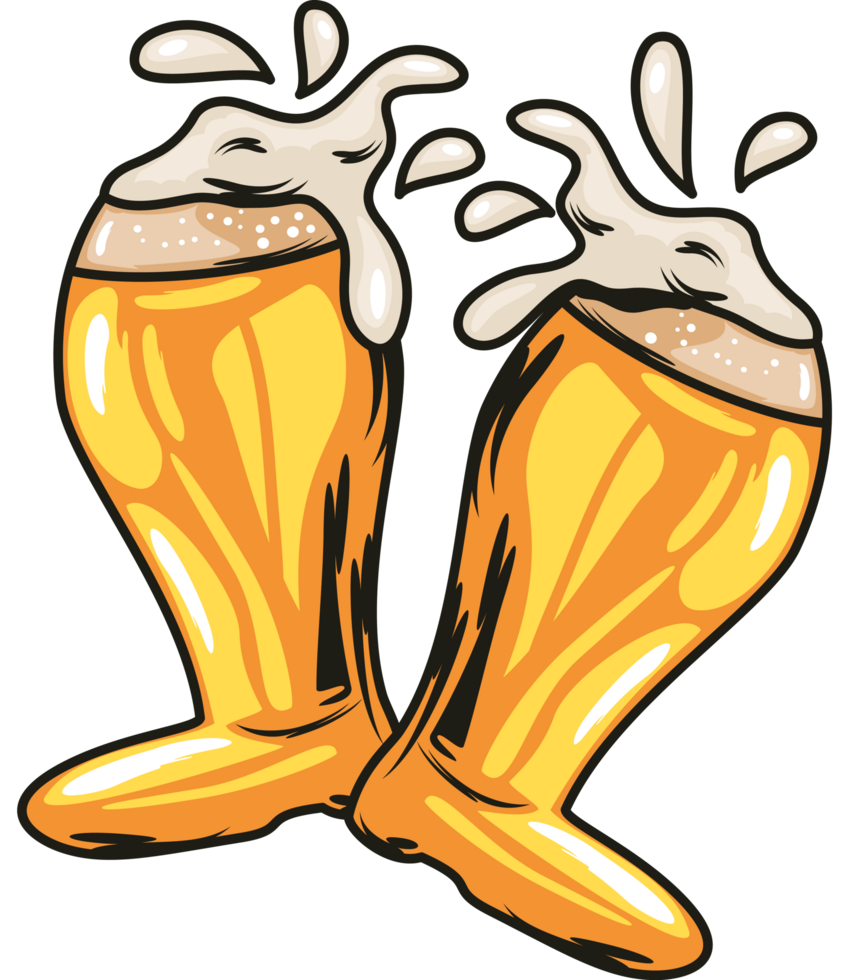 glasses with splashing beer png