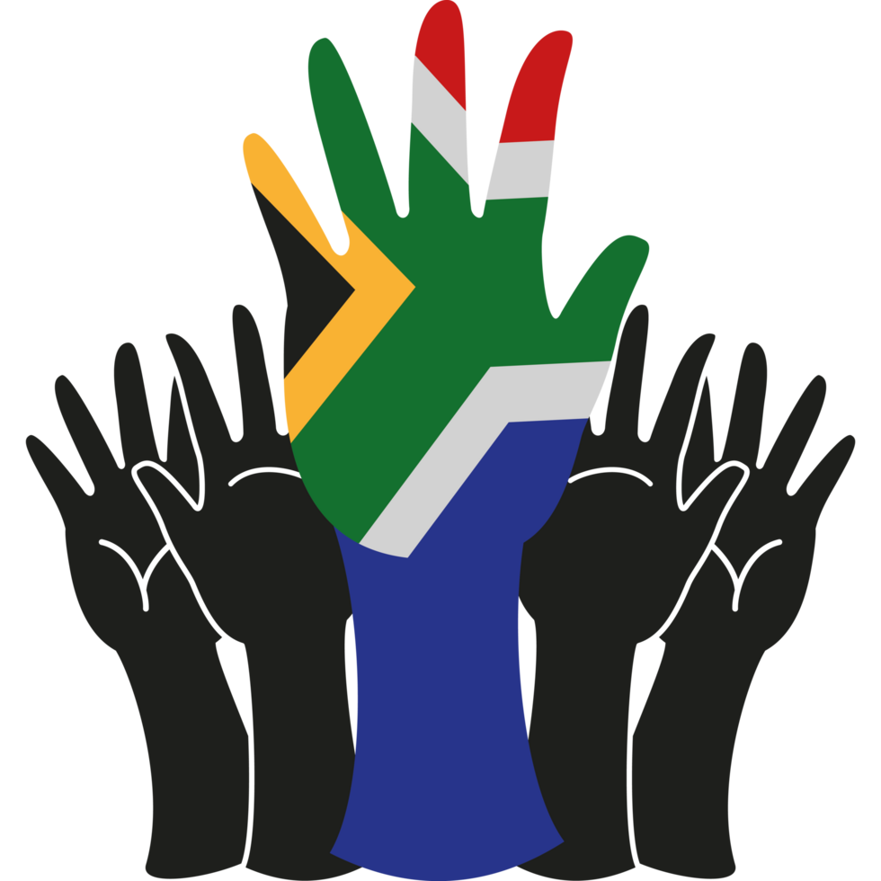 south african flag with hand shape png