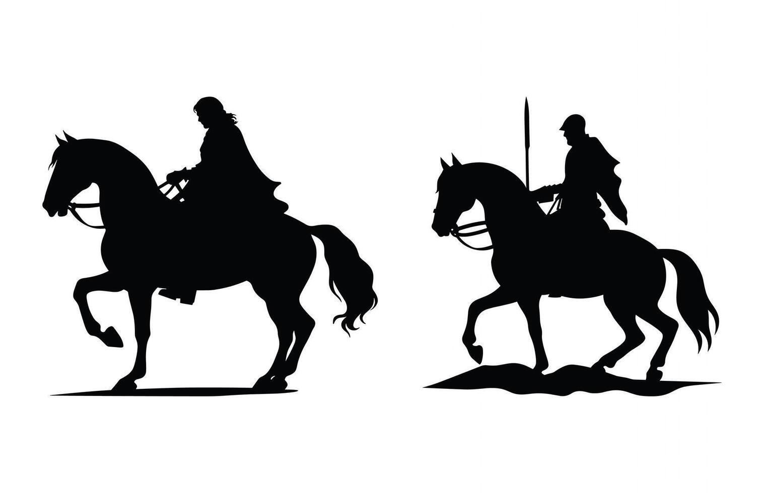 Knight on Horse black Clipart Silhouette vector