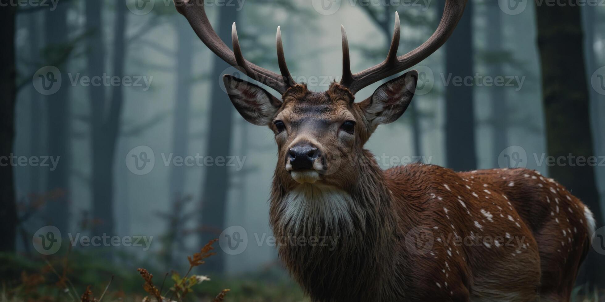 Deer appearance from the front with antlers. photo