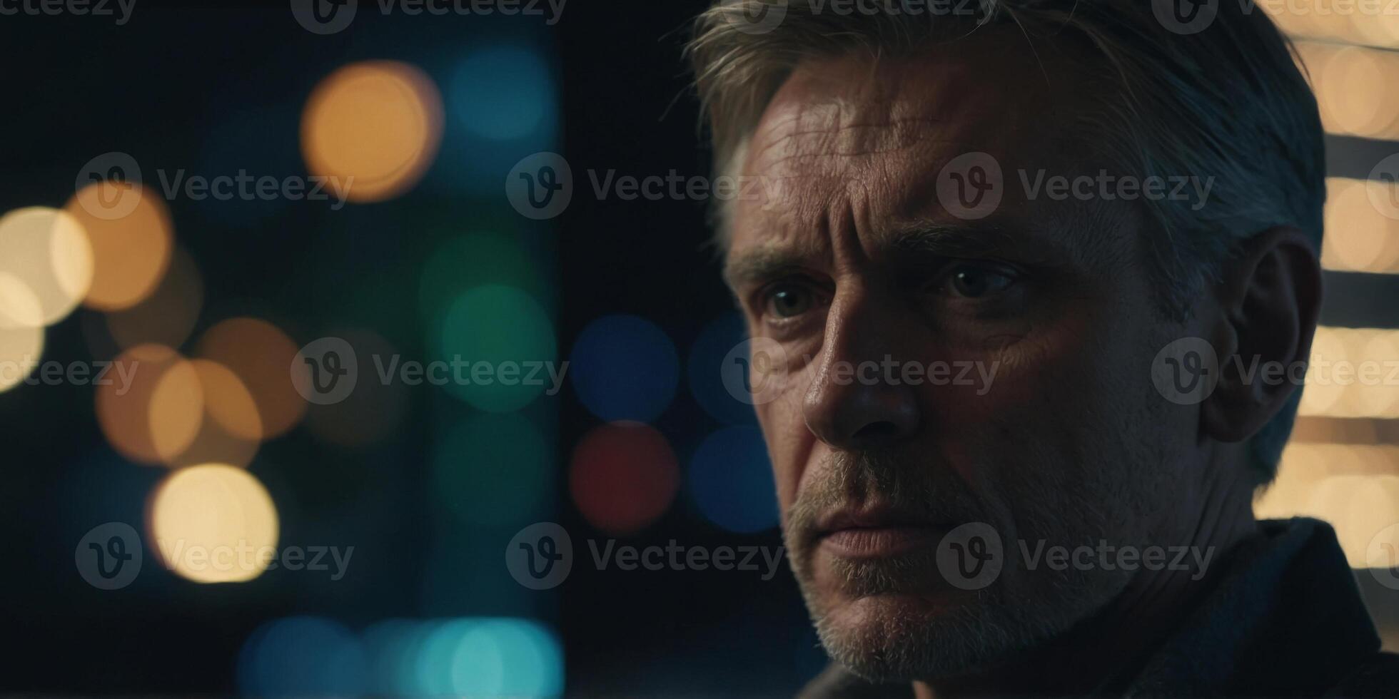 Delve into the complex emotions captured in the faces of a twofaced man. photo
