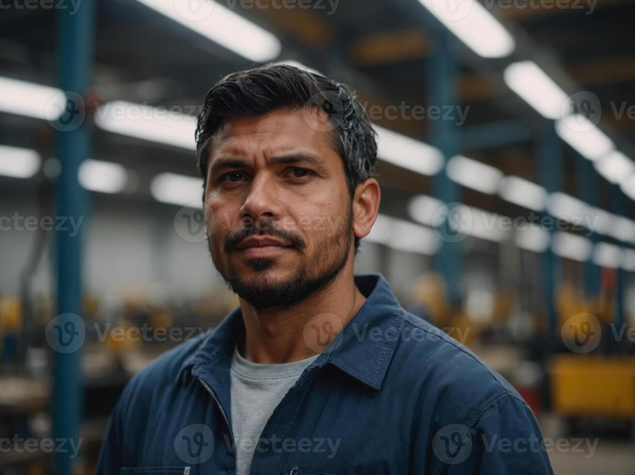 Confident male worker or labor standing in the factory. photo