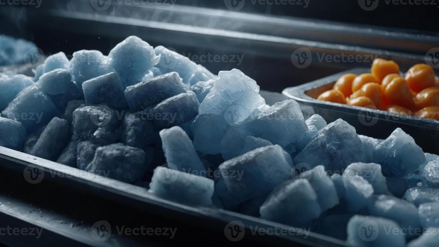 Deep frozen food Concept of food industry. photo
