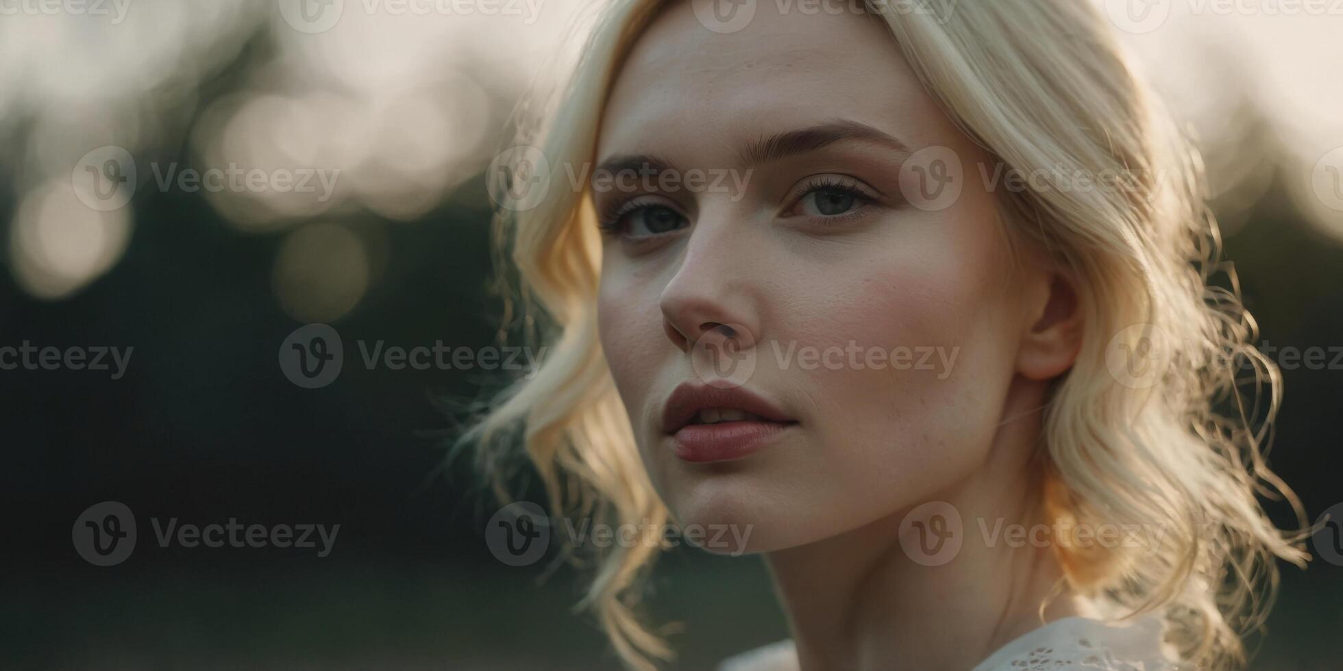 Delicate blond lady with a pale complexion. photo