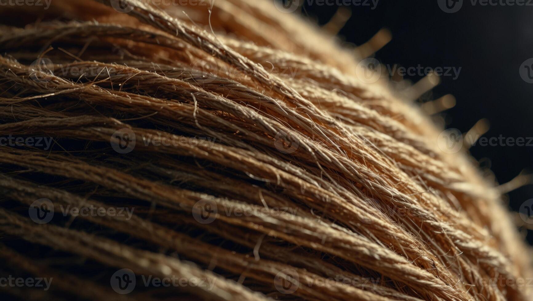 Close-up texture of tightly wound natural fibers forming a strong twine. photo