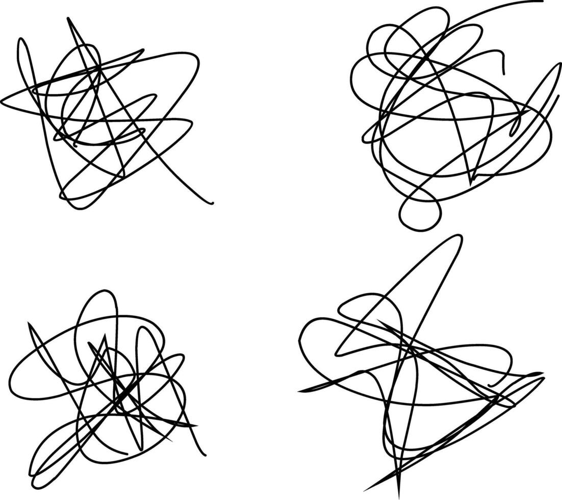 Tangled abstract scribble with hand drawn line. Doodle elements. Isolated sketch on white background. illustration vector