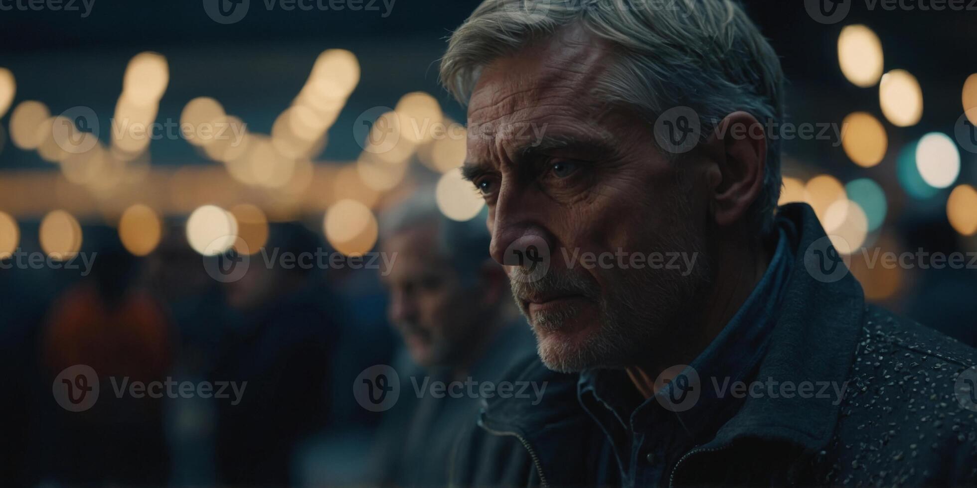 Delve into the complex emotions captured in the faces of a twofaced man. photo
