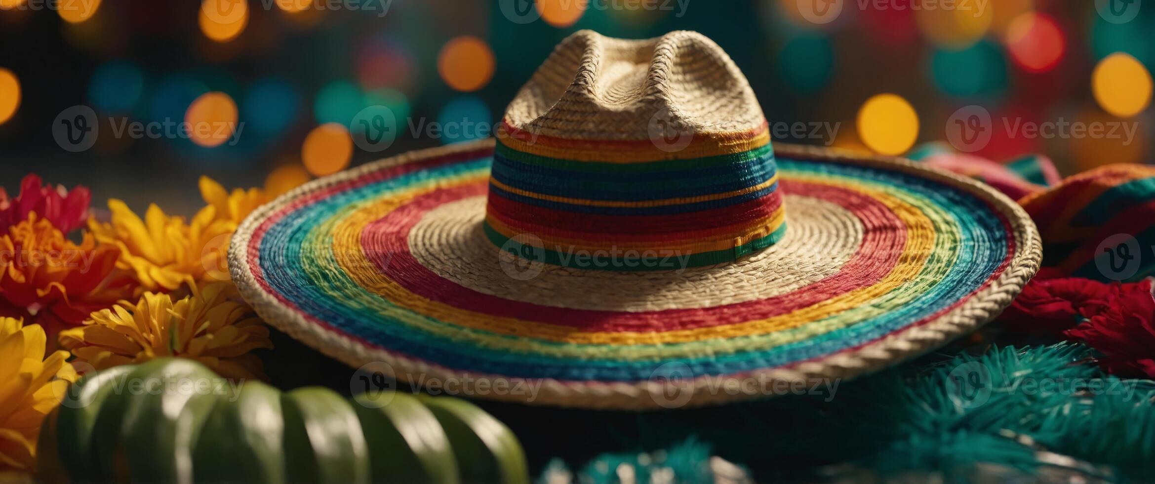 Eyecatching Mexico cinco de mayo background border square format. photo