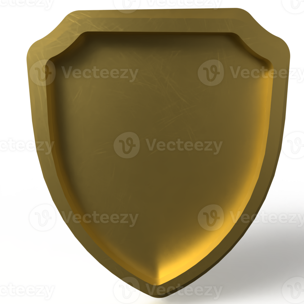 The Gold Shield for protection or security concept 3d rendering. png