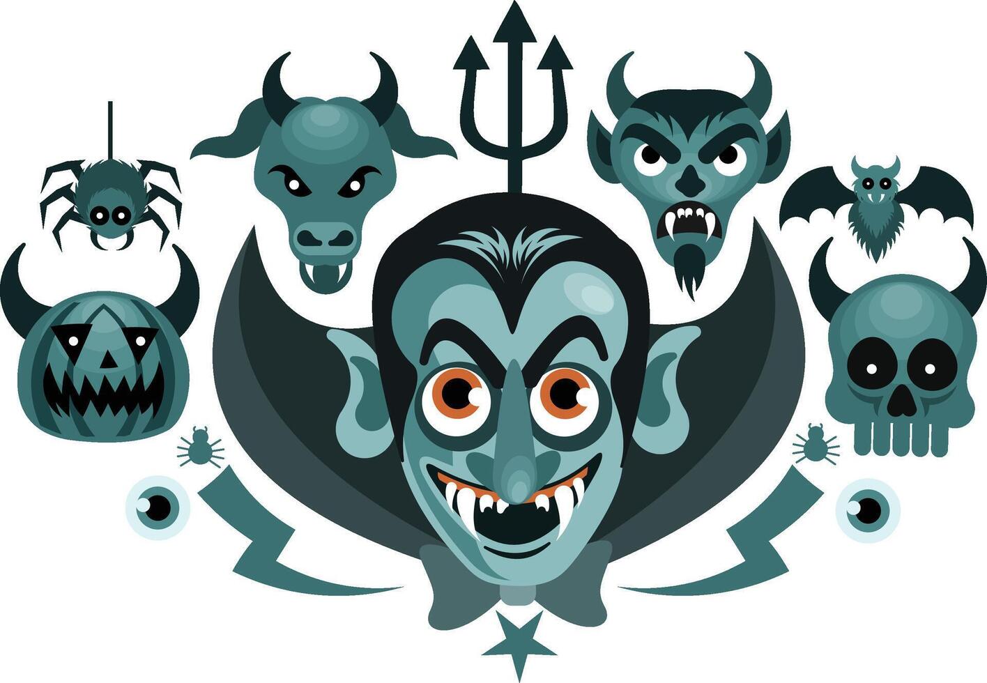 Set of Halloween Graphics Spooky Illustration vector