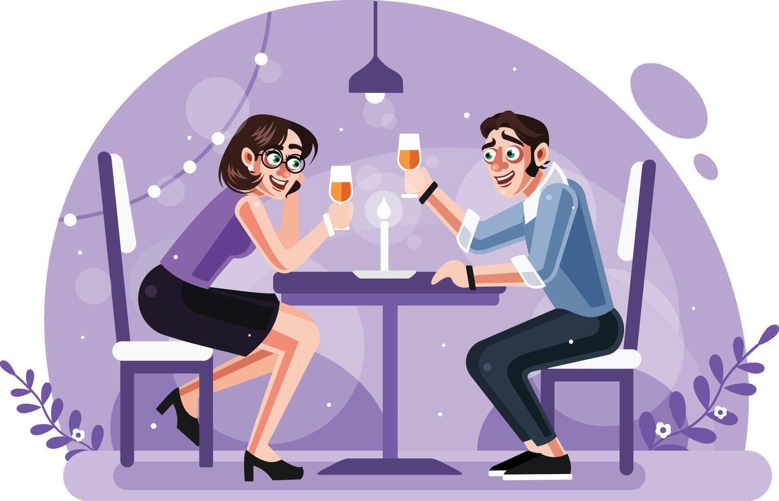 Romantic Candle Light Dinner Couple vector