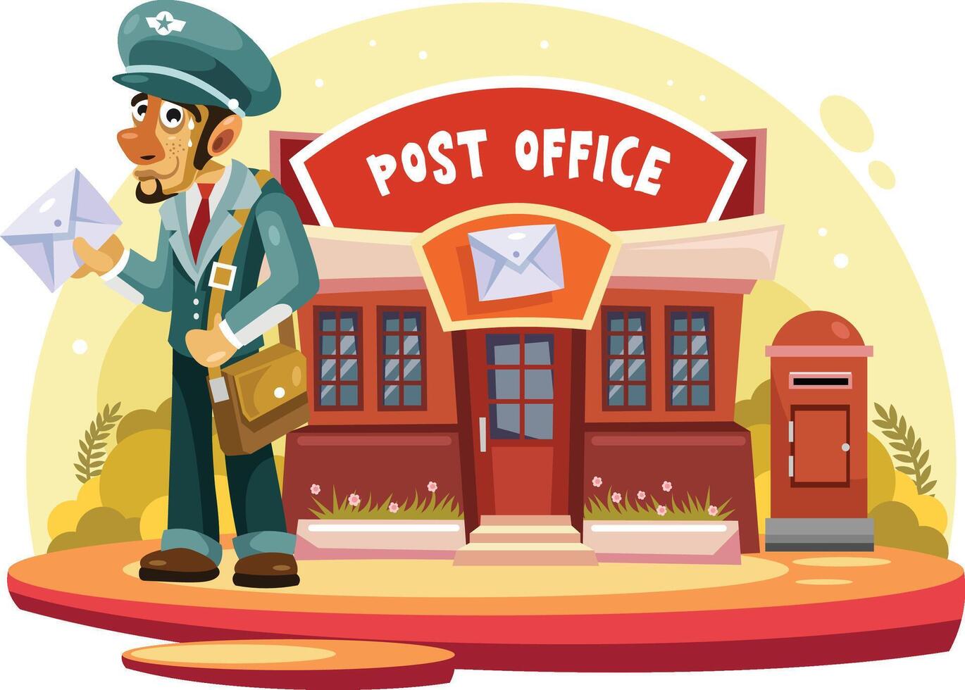 Postman Illustration Sent a Mail vector