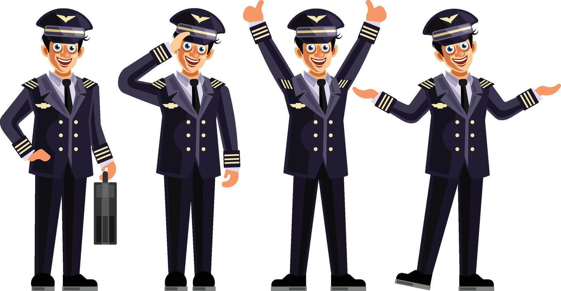 Pilot Character Set Graphics Illustration vector