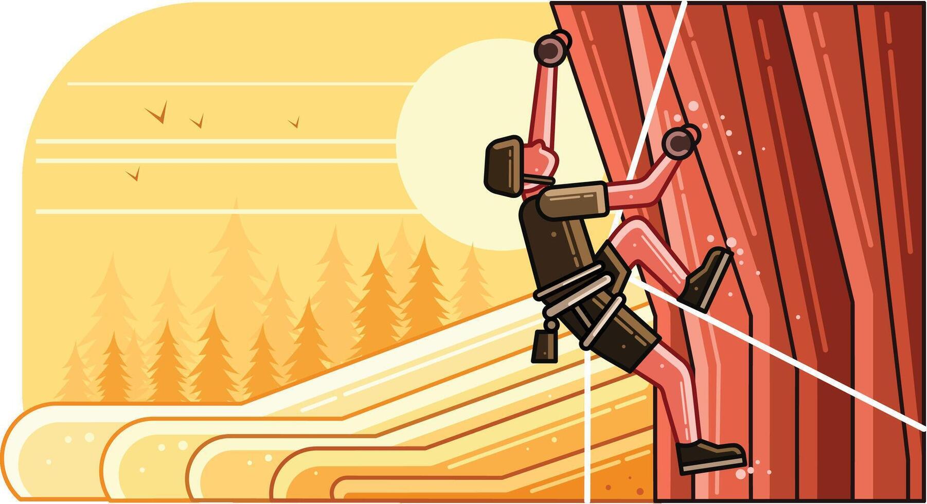 Rock Climber Graphics Line Illustration vector