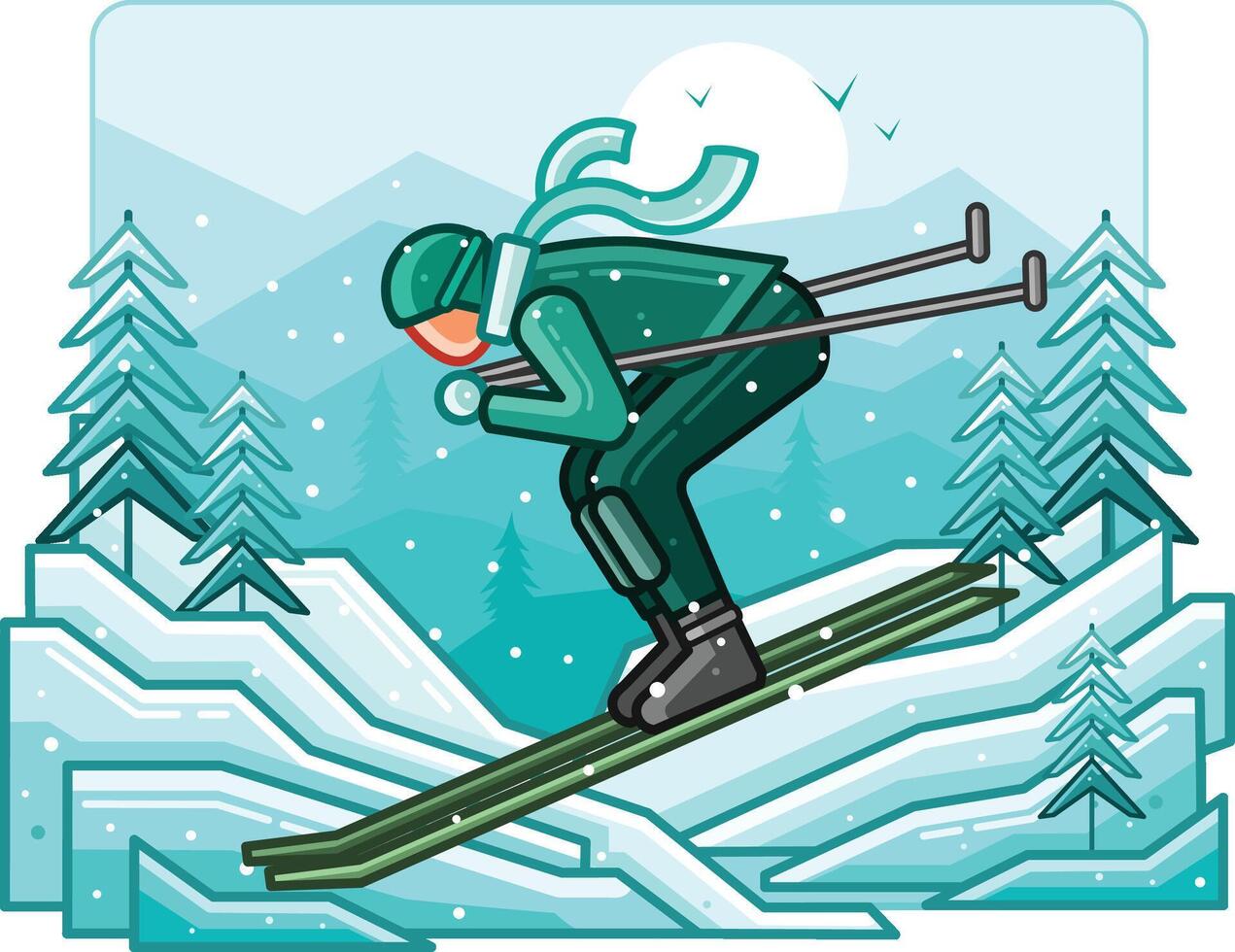 Snowboarder Winter Line Illustration vector