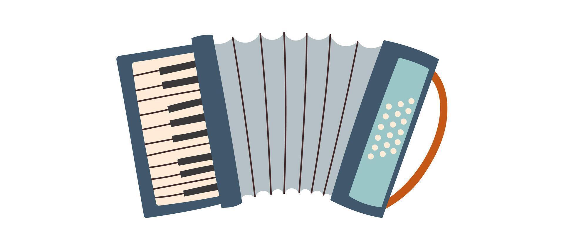 Accordion musical instrument isolated on a white background. Oktoberfest concept. Music concept. vector