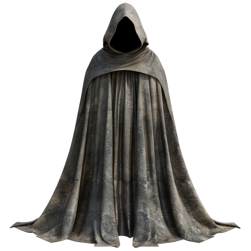 Black Hooded Cloak Isolated Transparent Background. png