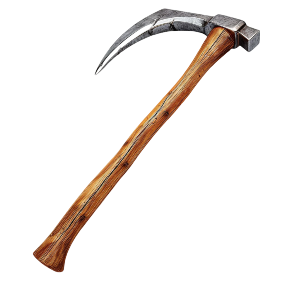 Detailed Wooden Axe with Sharp Edge on Transparent Background png
