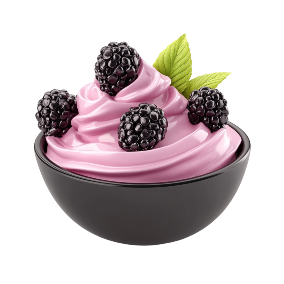 Blackberry Yogurt With Blackberries On a Transparent Background. png
