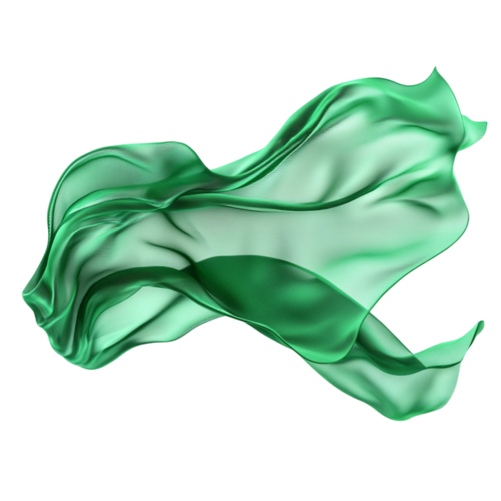 Green Silk Waving On a Transparent Background png
