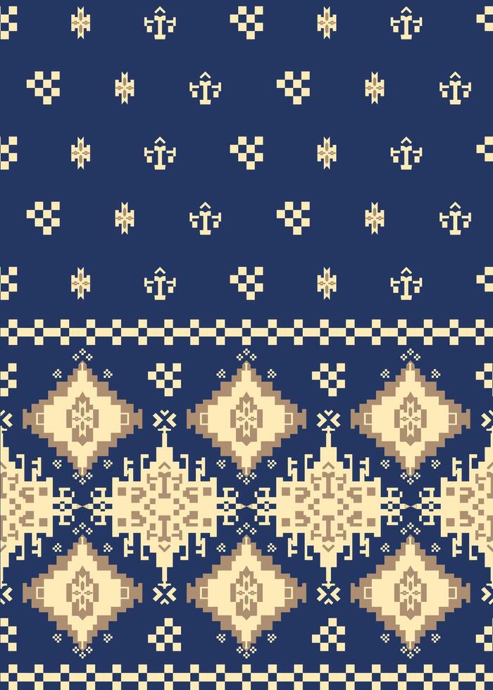 geometric ethnic fabric pattern cross stitch retro color, for texture clothing scarf decoration carpet vector