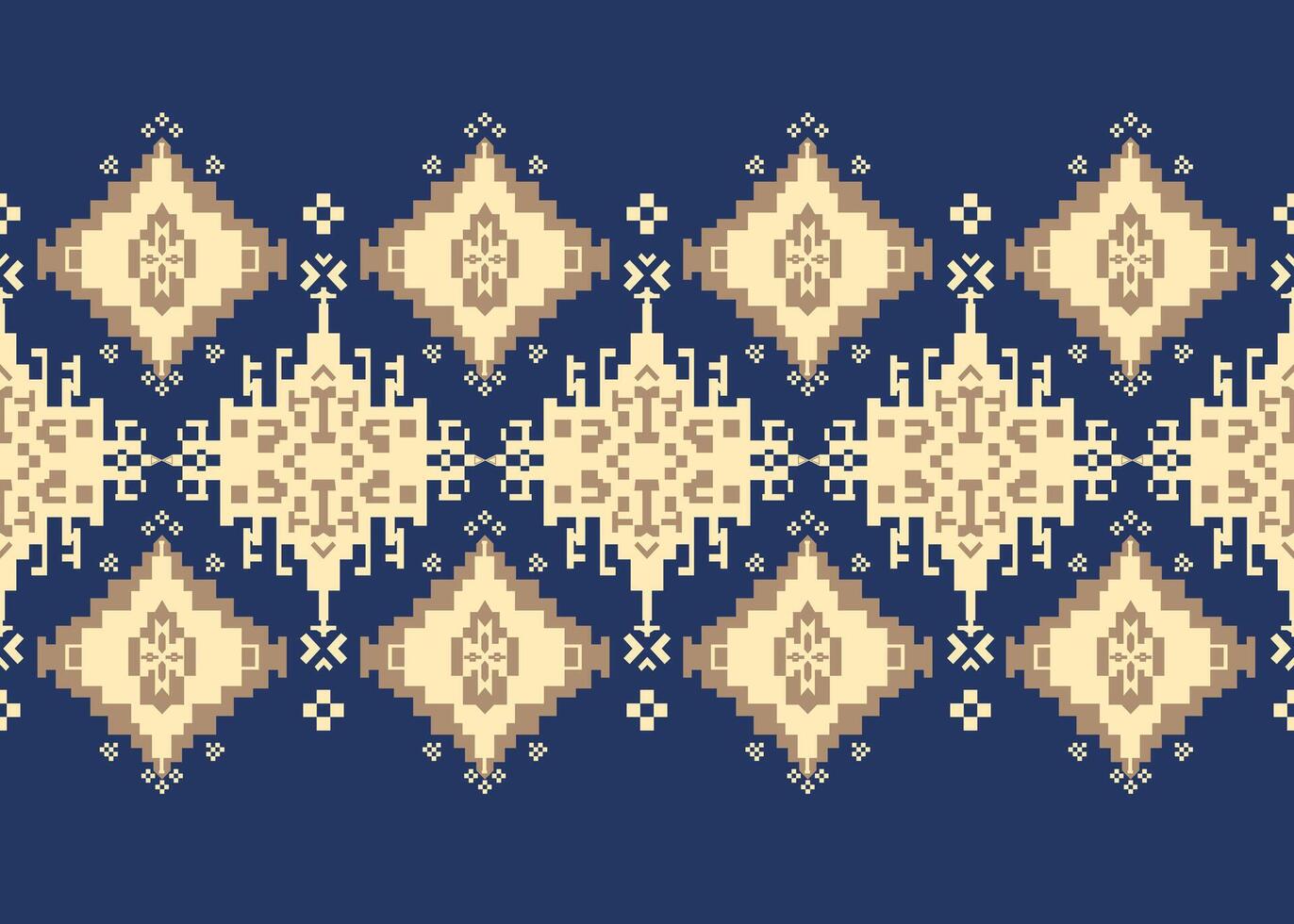 Ethnic geometric fabric seamless pattern cross stitch retro color, for texture clothing scarf decoration carpet vector