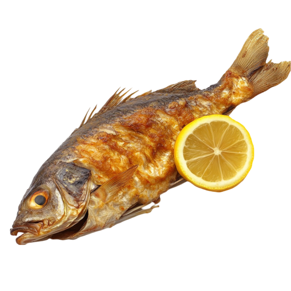 Seafood Dish with Lemon Garnish Clear Transparent Background. png