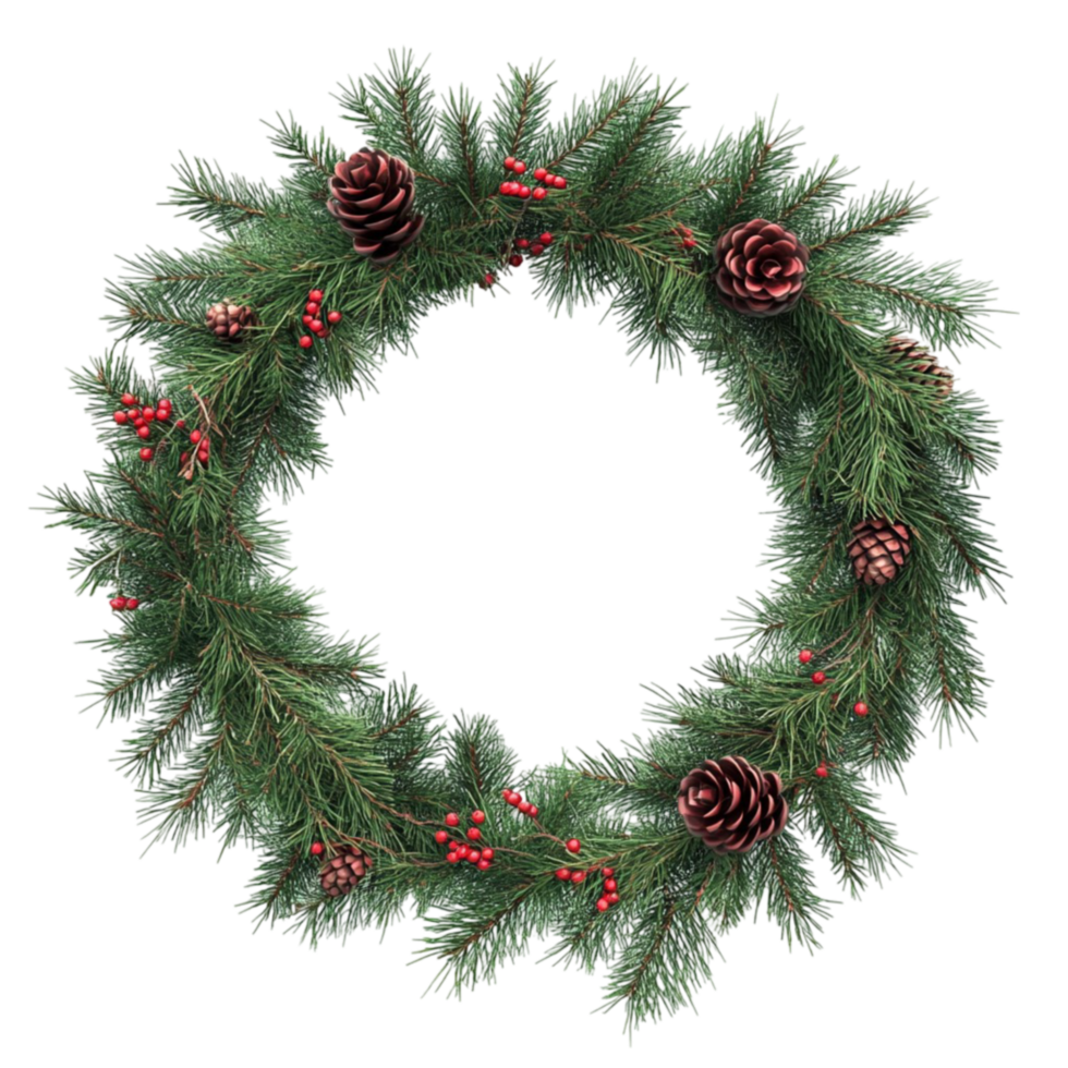 Christmas Wreath with Berries and Bows png