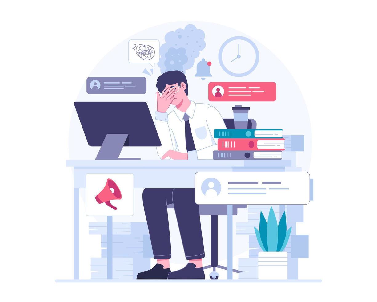 Emotional burnout concept vector