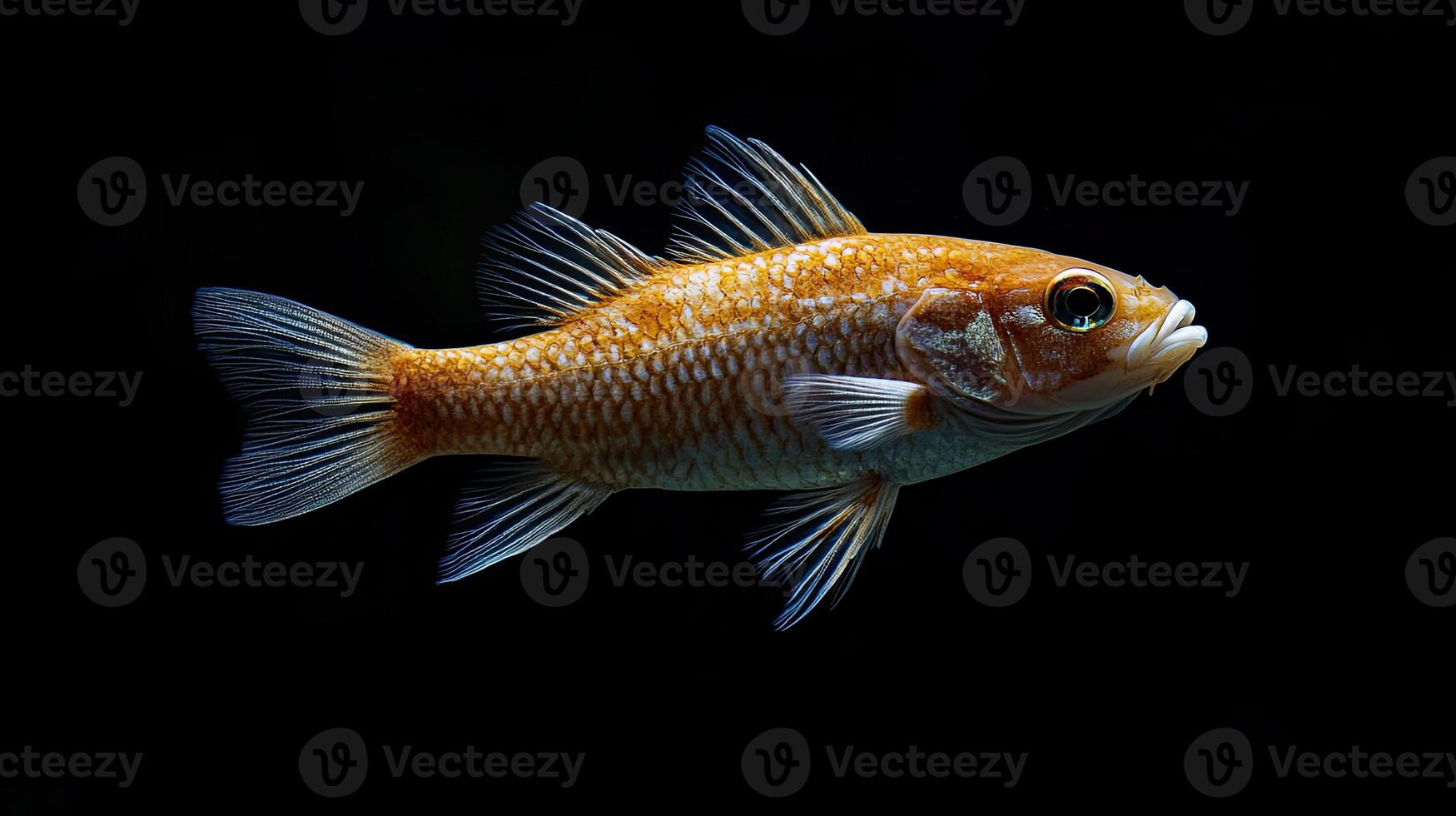 fish isolated on black background photo