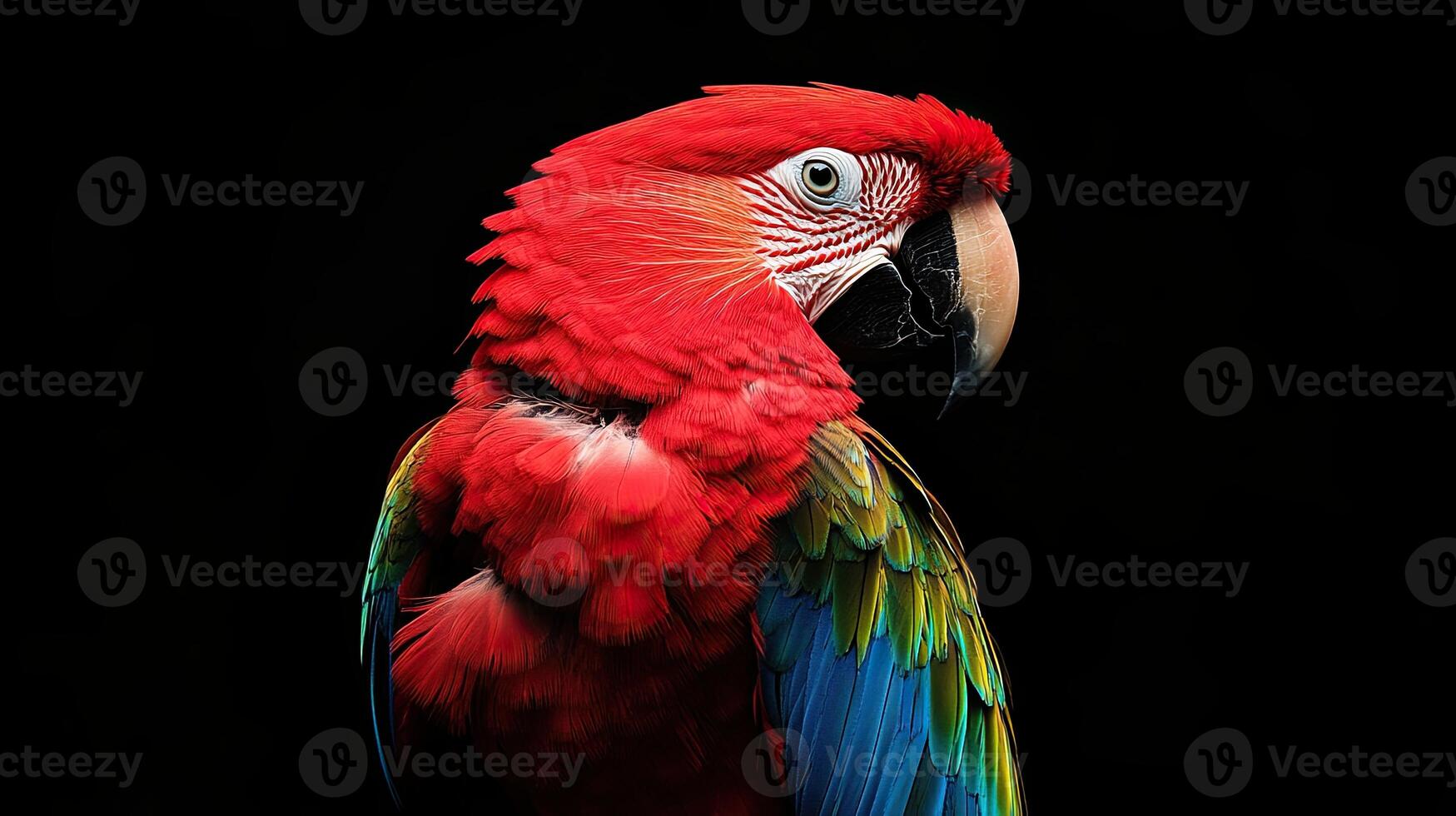 Parrot isolated on black background photo