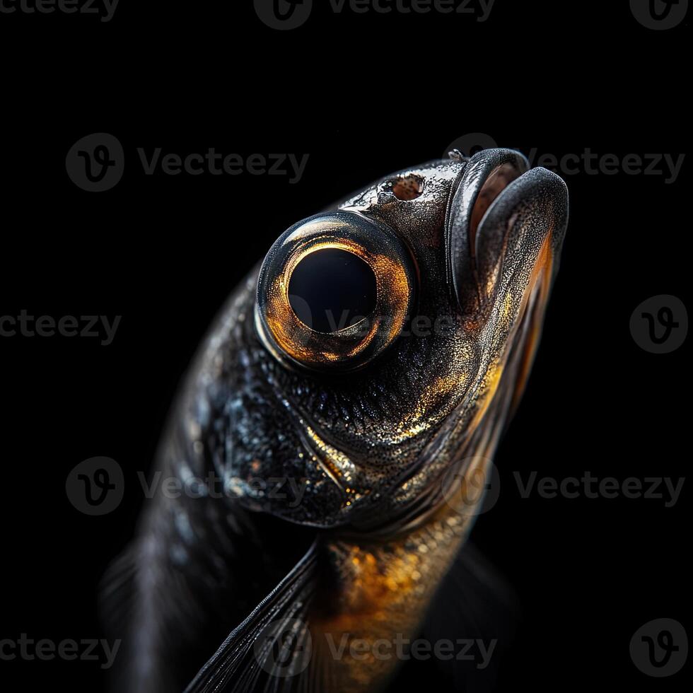 fish isolated on black background photo