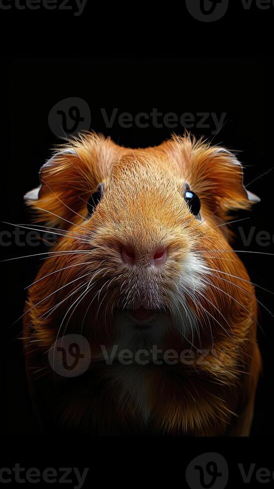 Guinea Pig isolated on black background photo