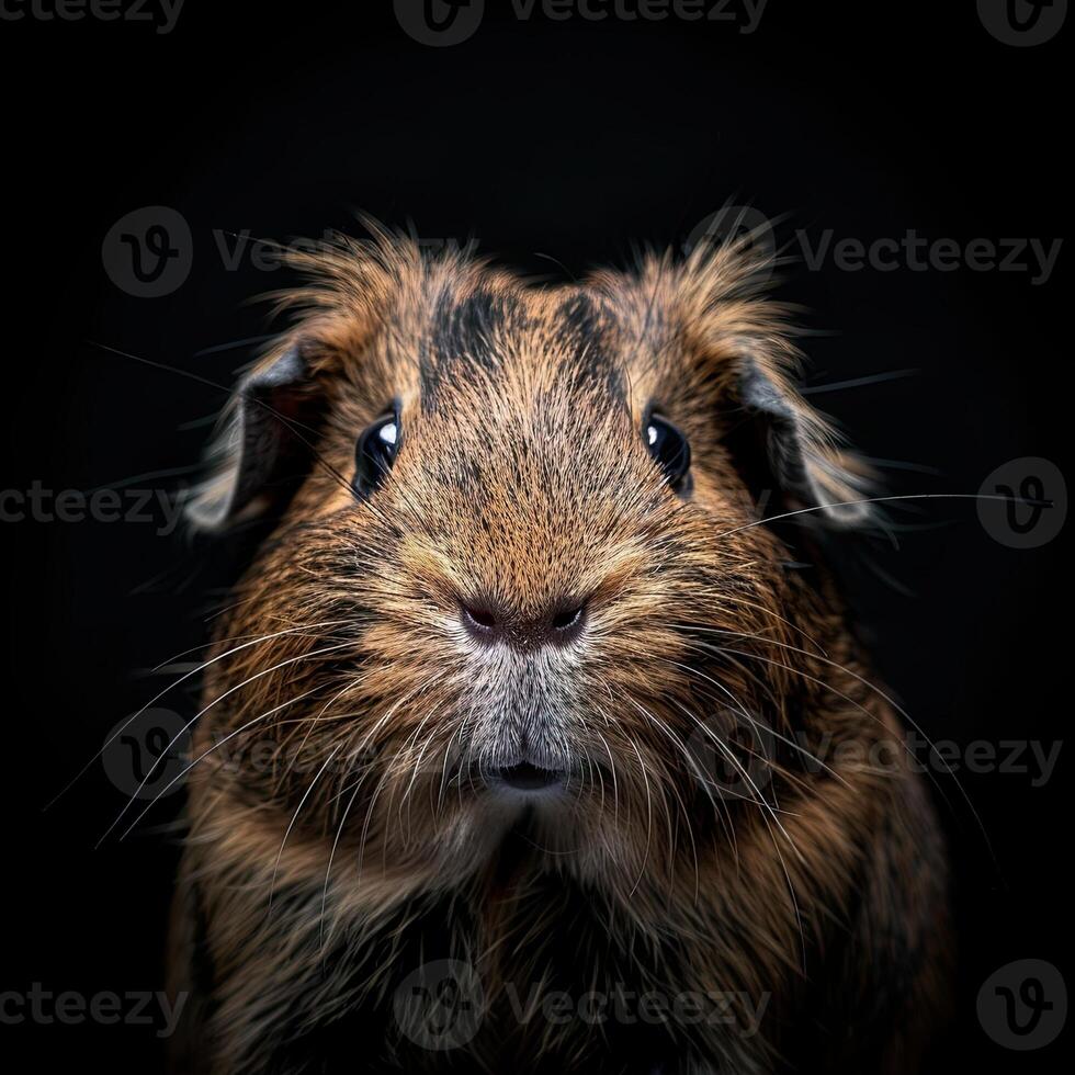 Guinea Pig isolated on black background photo
