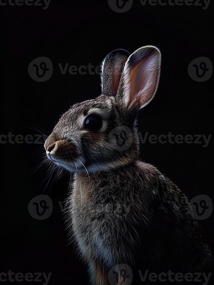 rabbit isolated on black background photo
