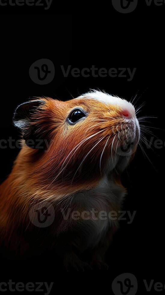 Guinea Pig isolated on black background photo