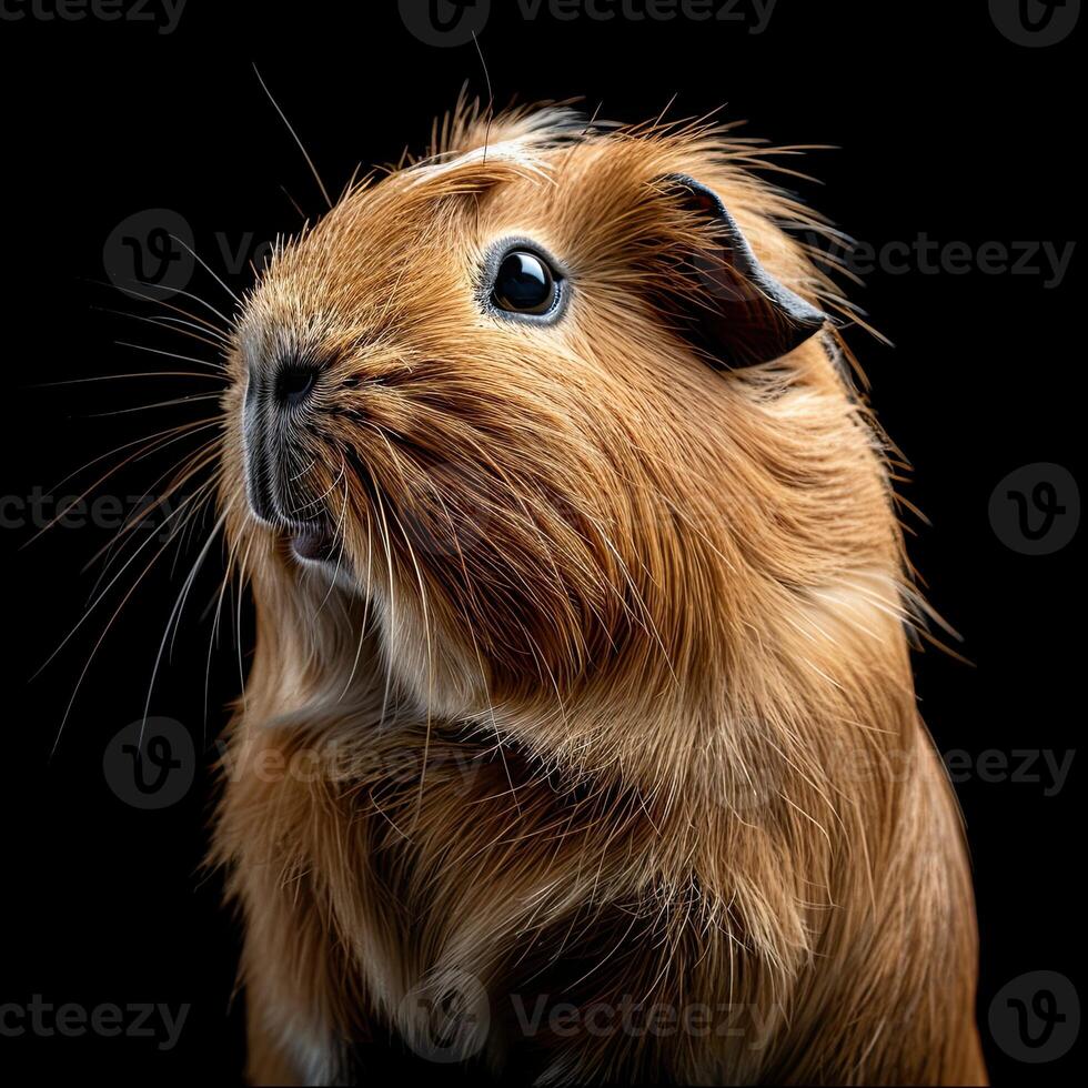 Guinea Pig isolated on black background photo