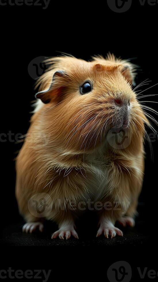 Guinea Pig isolated on black background photo