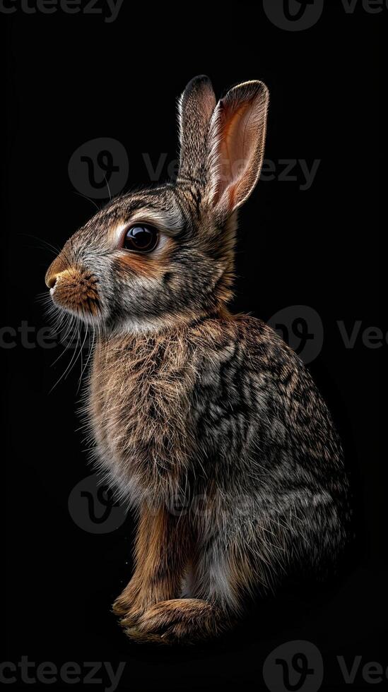 rabbit isolated on black background photo