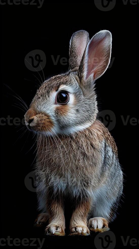 rabbit isolated on black background photo