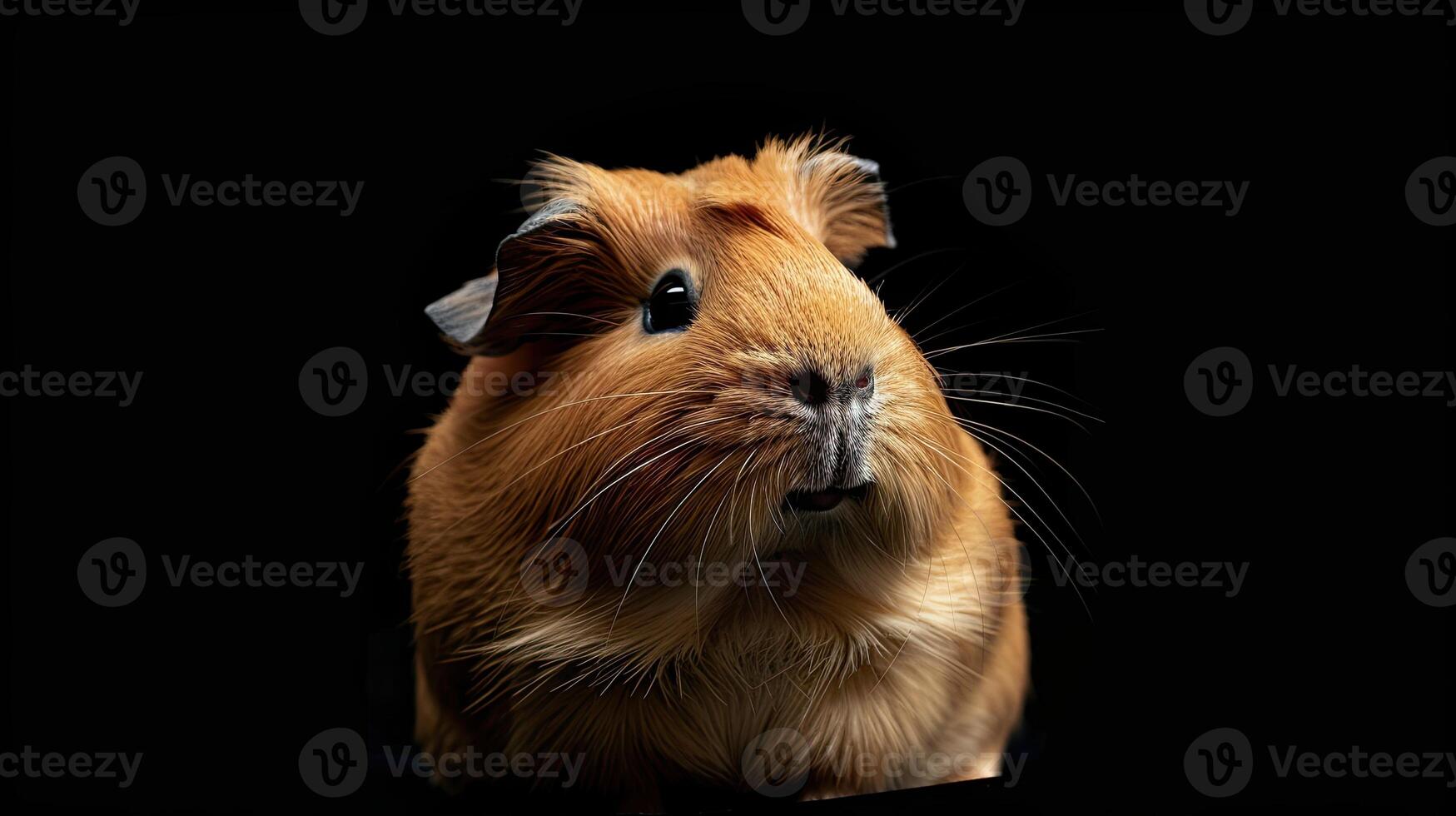 Guinea Pig isolated on black background photo