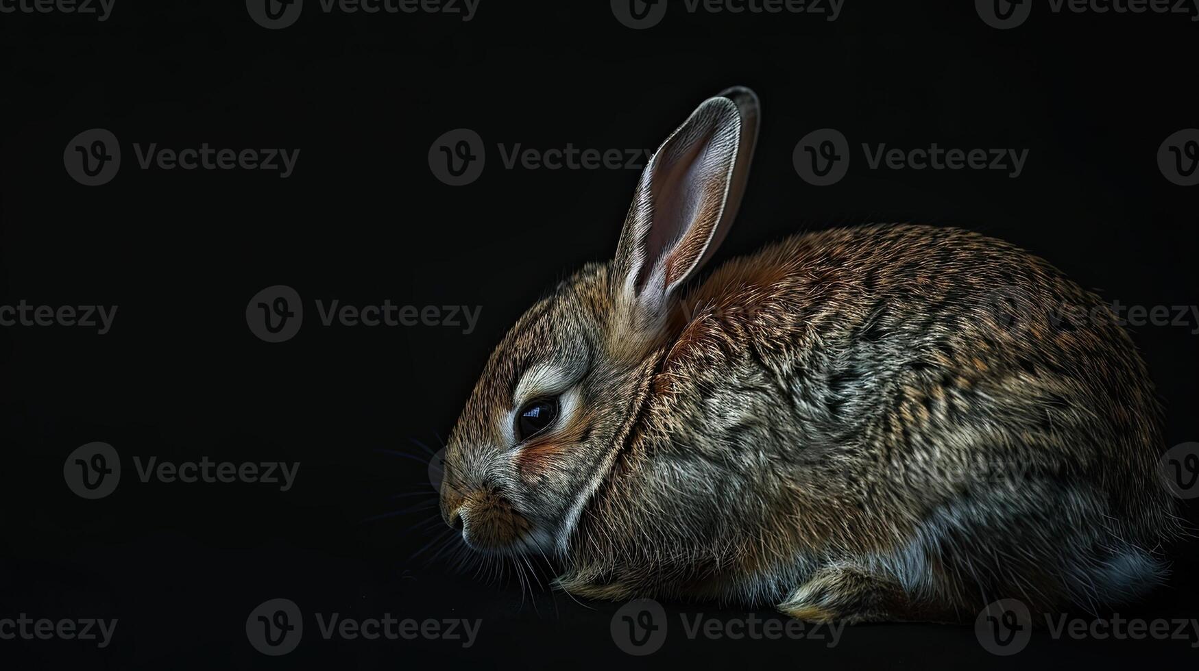 rabbit isolated on black background photo