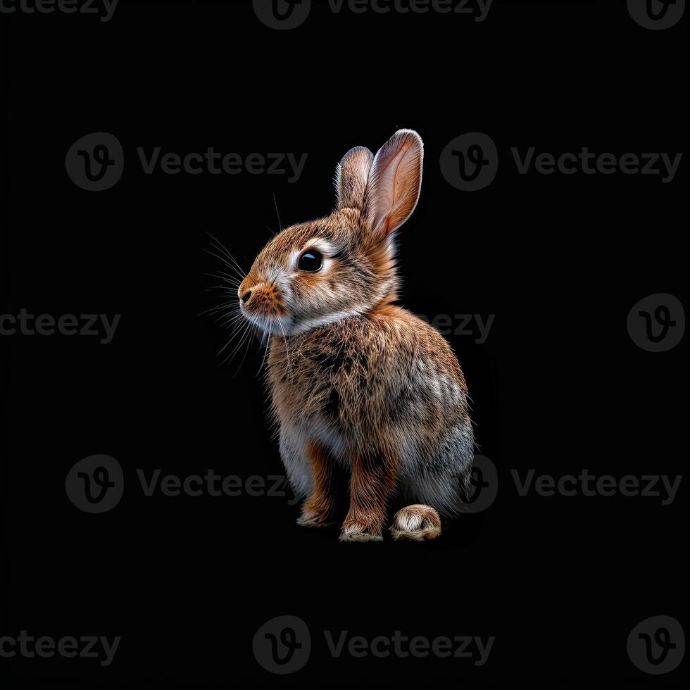 rabbit isolated on black background photo