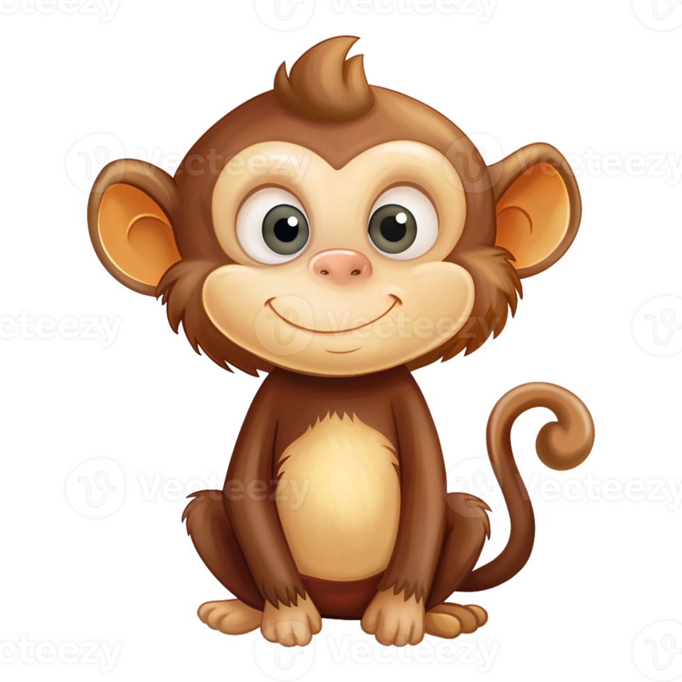 Happy cute monkey image cartoon style png