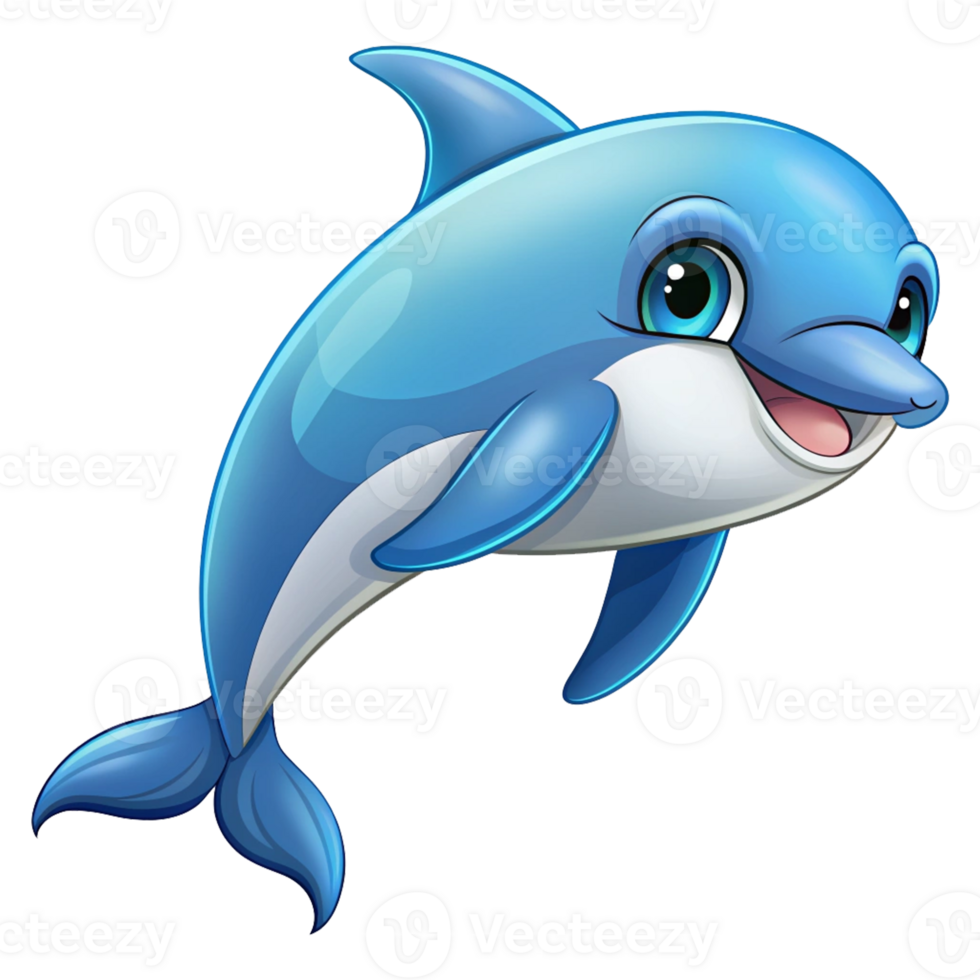 Happy cute Dolphin image cartoon style png