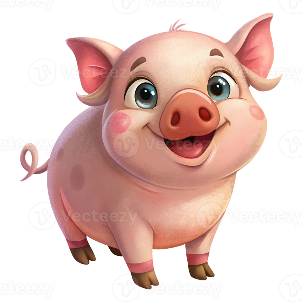 Happy cute pig image cartoon style png
