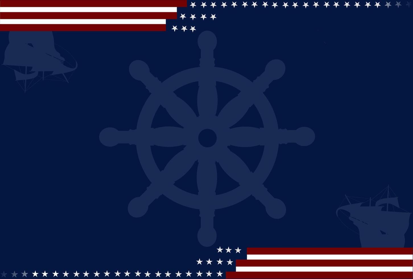 colombus day with ship wheel background for invitation or poster vector