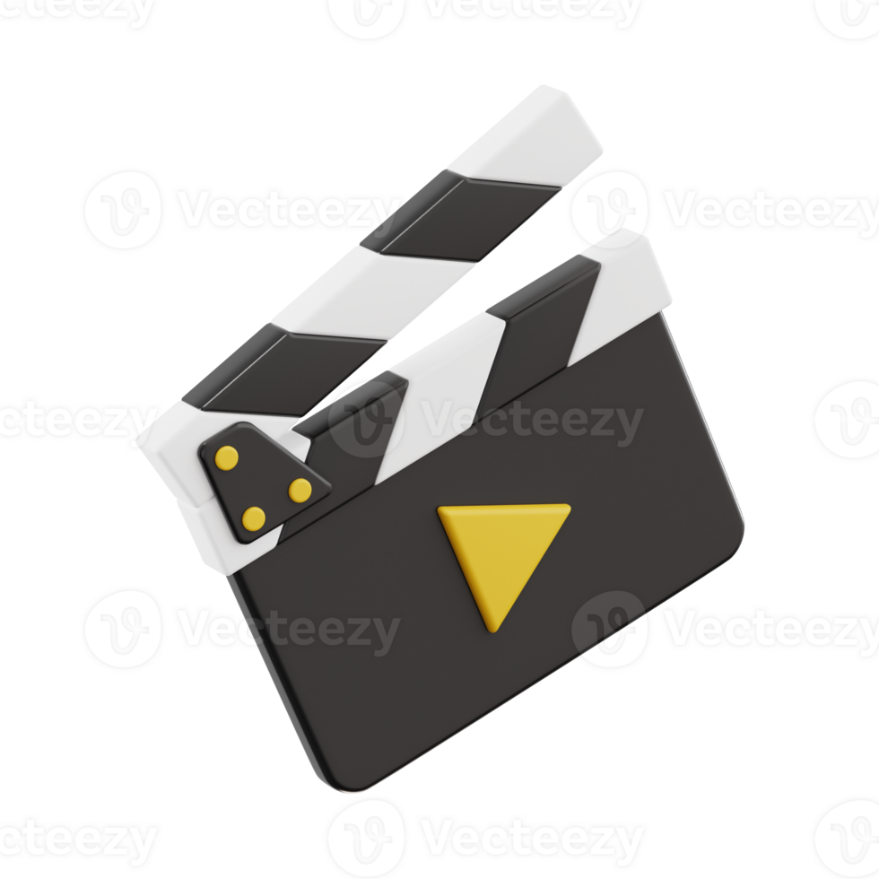Clapperboard 3d icon, transparent background png